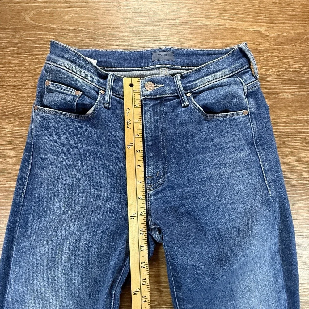 MOTHER Weekender Flare Jeans Women 27 Blue Mid Rise Stretch Boho Y2K Festival - Picture 10 of 13